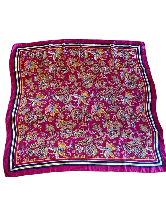 Unbranded Accessories - Silk Floral Scarf Purple Multicolor 33x33 Lightweight Square Neck Scarf